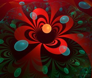 Preview wallpaper flower, fractal, red, ball