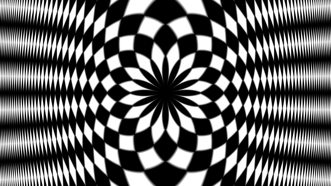 Wallpaper flower, fractal, shapes, black and white