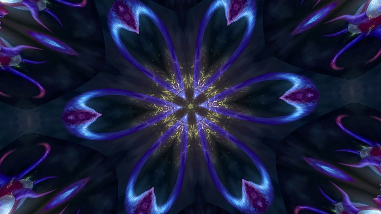 Wallpaper flower, glow, circle, pattern, blue