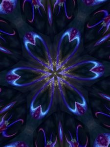 Preview wallpaper flower, glow, circle, pattern, blue