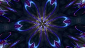 Preview wallpaper flower, glow, circle, pattern, blue