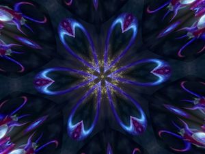 Preview wallpaper flower, glow, circle, pattern, blue