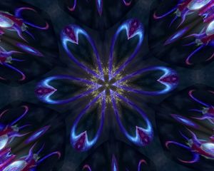 Preview wallpaper flower, glow, circle, pattern, blue