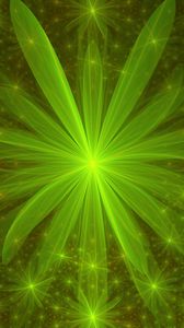 Preview wallpaper flower, glow, petals, green, abstraction
