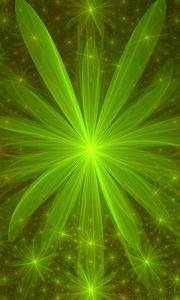 Preview wallpaper flower, glow, petals, green, abstraction