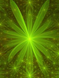 Preview wallpaper flower, glow, petals, green, abstraction