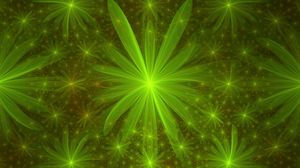 Preview wallpaper flower, glow, petals, green, abstraction