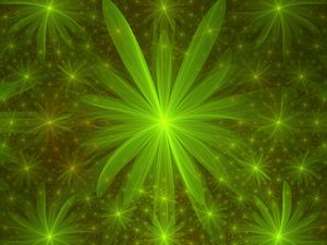 Preview wallpaper flower, glow, petals, green, abstraction