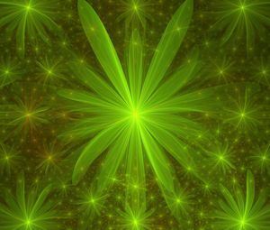 Preview wallpaper flower, glow, petals, green, abstraction