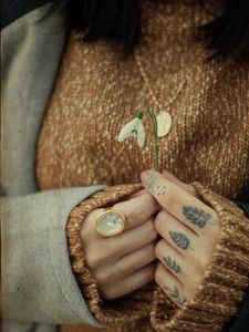 Preview wallpaper flower, hands, rings, tattoo