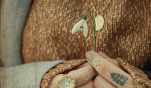 Preview wallpaper flower, hands, rings, tattoo