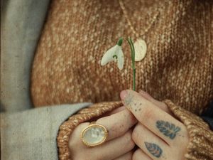 Preview wallpaper flower, hands, rings, tattoo