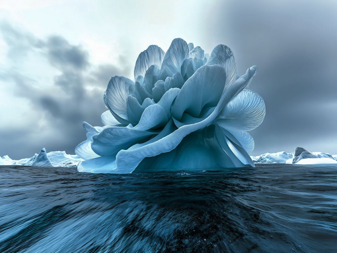 1152x864 Wallpaper flower, iceberg, sea, blue