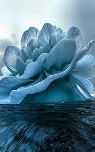 Preview wallpaper flower, iceberg, sea, blue