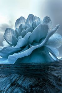 Preview wallpaper flower, iceberg, sea, blue