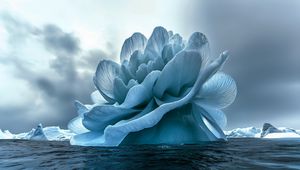 Preview wallpaper flower, iceberg, sea, blue