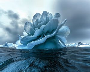 Preview wallpaper flower, iceberg, sea, blue