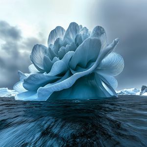 Preview wallpaper flower, iceberg, sea, blue