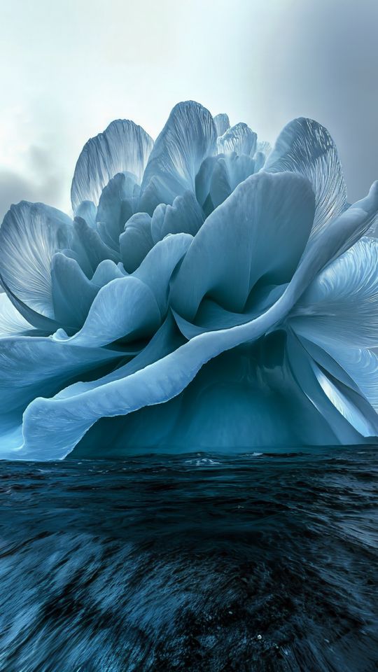 540x960 Wallpaper flower, iceberg, sea, blue
