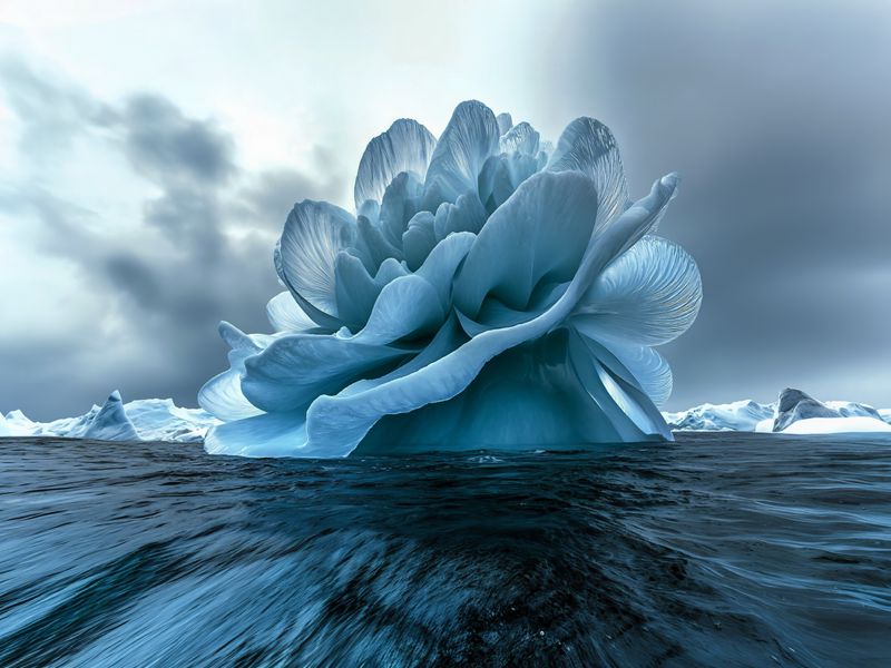 800x600 Wallpaper flower, iceberg, sea, blue