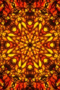 Preview wallpaper flower, kaleidoscope, shapes, abstraction, red, yellow