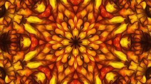 Preview wallpaper flower, kaleidoscope, shapes, abstraction, red, yellow