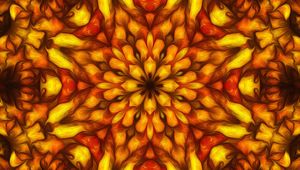 Preview wallpaper flower, kaleidoscope, shapes, abstraction, red, yellow