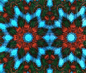 Preview wallpaper flower, kaleidoscope, shapes, abstraction, bright