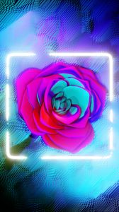 Preview wallpaper flower, neon, frame, glow, bright