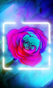 Preview wallpaper flower, neon, frame, glow, bright
