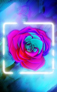 Preview wallpaper flower, neon, frame, glow, bright