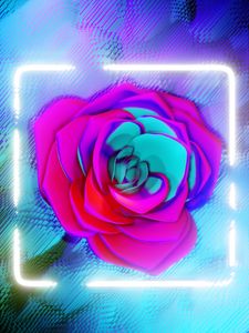 Preview wallpaper flower, neon, frame, glow, bright