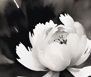 Preview wallpaper flower, petals, stains, art, bw