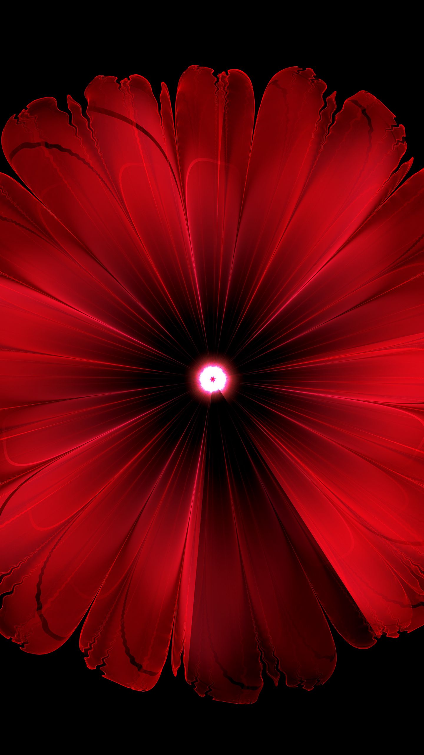 Download wallpaper 1440x2560 flower, red, glow, fractal, digital,  abstraction qhd samsung galaxy s6, s7, edge, note, lg g4 hd background