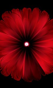 Preview wallpaper flower, red, glow, fractal, digital, abstraction