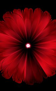 Preview wallpaper flower, red, glow, fractal, digital, abstraction