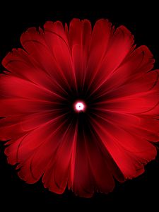 Preview wallpaper flower, red, glow, fractal, digital, abstraction