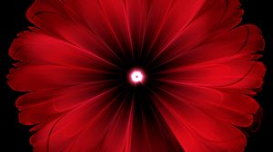 Preview wallpaper flower, red, glow, fractal, digital, abstraction