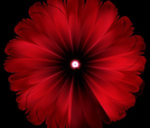 Preview wallpaper flower, red, glow, fractal, digital, abstraction