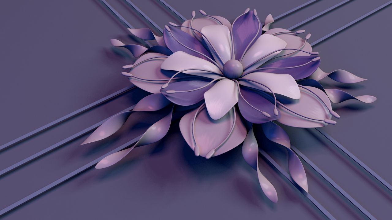 Wallpaper flower, rendering, petals, stamens, lines, stripes, lilac