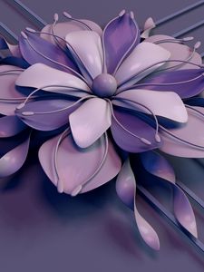 Preview wallpaper flower, rendering, petals, stamens, lines, stripes, lilac