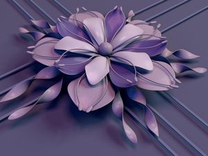 Preview wallpaper flower, rendering, petals, stamens, lines, stripes, lilac