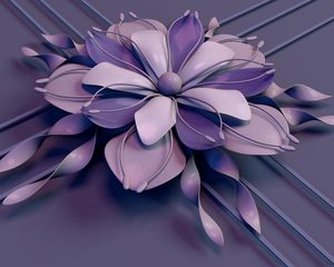 Preview wallpaper flower, rendering, petals, stamens, lines, stripes, lilac