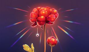 Preview wallpaper flower, shine, art, red, jewel