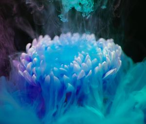 Preview wallpaper flower, smoke, paint, blue, shroud