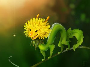 Preview wallpaper flower, spider, smile, dandelion, funny