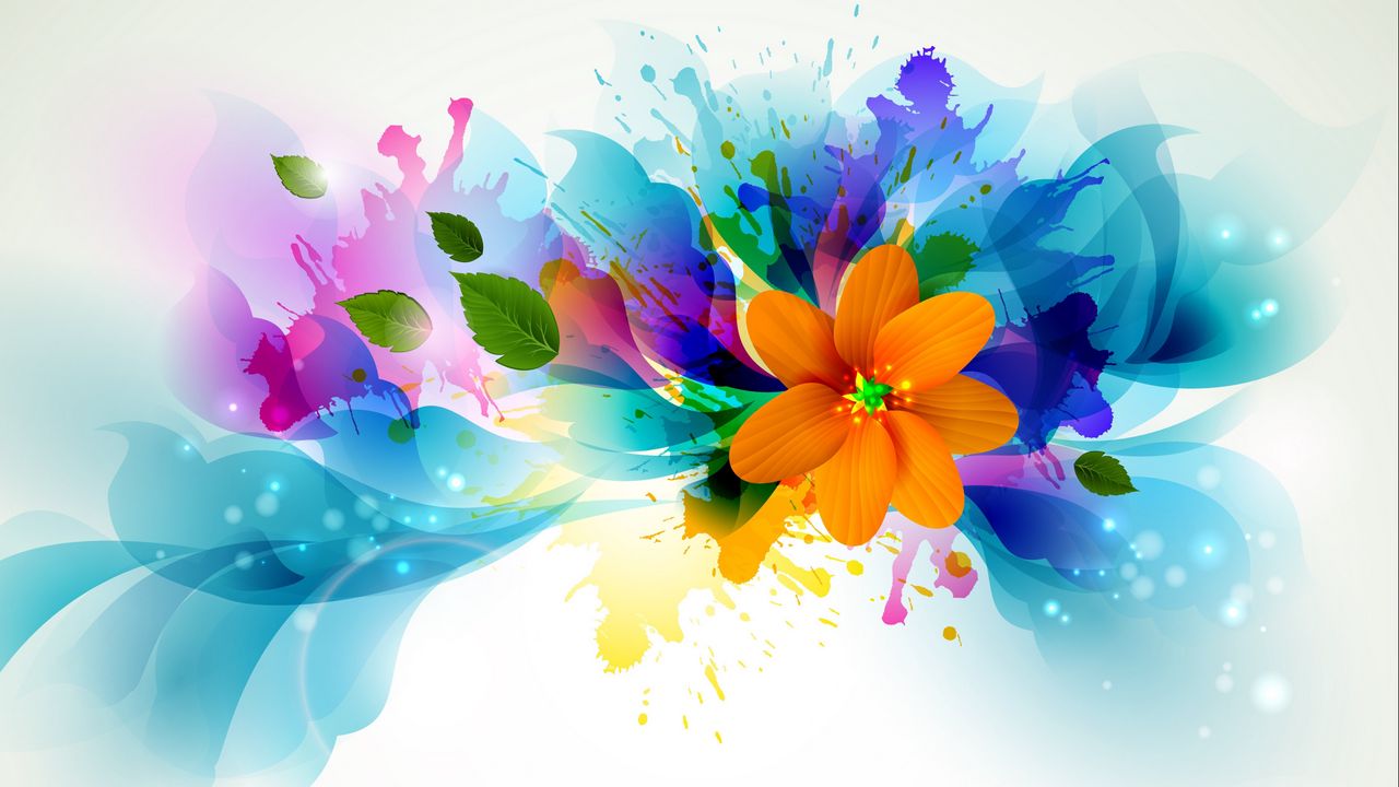 Wallpaper flower, vector, petals, paint