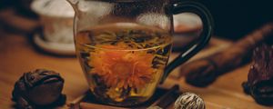 Preview wallpaper flowering tea, bud, cup, tea party