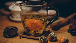 Preview wallpaper flowering tea, bud, cup, tea party