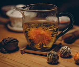 Preview wallpaper flowering tea, bud, cup, tea party